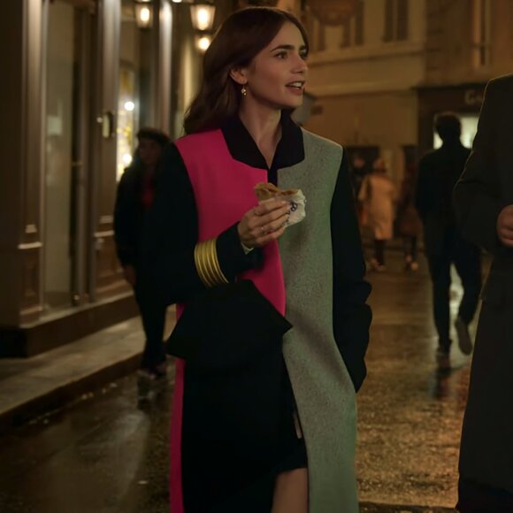 River Island Color Block Longline Coat ASO Emily in Paris - Picture 8 of 8